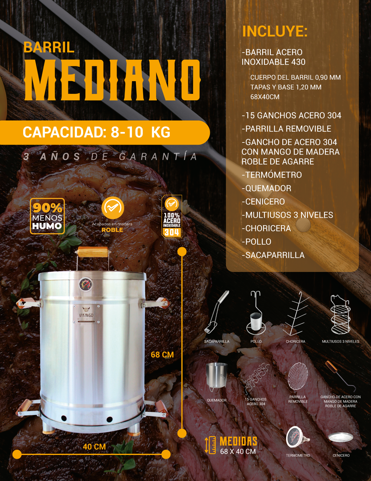COMBO BARRIL ASADOR MEDIANO