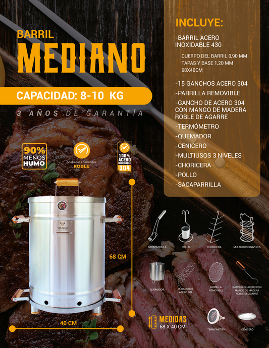 COMBO BARRIL ASADOR MEDIANO